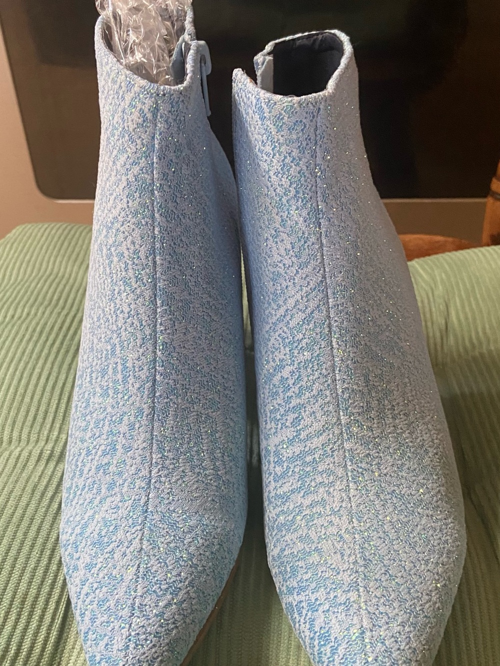 Light Blue Sparkle Women's Ankle Boots